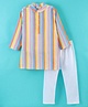 CrayonFlakes Full Sleeves Candy Striped Kurta Pyjama With Pyjama - Multi Colour