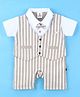 Mini Taurus Half Sleeves Party Wear Striped Romper - Beige