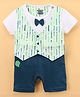 Mini Taurus Half Sleeves Party Wear Romper Abstract Print - Blue