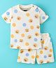 Mini Tauras Half Sleeves Night Suit Lion Print - Cream