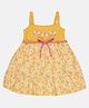 3PIN Sleeveless Flower & Floral SWirl Printed Fit & Flare Bow Detailed Dress - Yellow