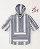 Ed-a-Mamma Cotton Woven Full Sleeves Hooded Shirt Striped - Grey