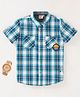Ed-a-Mamma Cotton Woven Sustainable Half Sleeves Checks Shirt - Blue