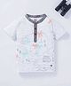 Ed-a-Mamma Sustainable Cotton Half Sleeves T- shirt Beach Print - Ecru Melange