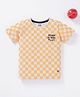 Ed-a-Mamma Half Sleeves Cotton Sustainable Checkered T-Shirt - Yellow