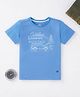Ed-a-Mamma Half Sleeves Sustainable Cotton Travel Print T-Shirt - Blue