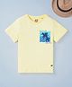 Ed-a-Mamma Cotton Sustainable Half Sleeves T-Shirt Palm Tree Print - Yellow