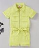 Ed-a-Mamma Sustainable Half Sleeves Solid Color Twill Jumpsuit  - Green