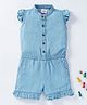 Ed-a-Mamma Sustainable Denim Frill Sleeves Solid Color Jumpsuit - Blue