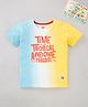 Ed-a-Mamma Cotton Sustainable Half Sleeves Color Block T-Shirt Text Print - Multicolor
