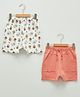 LC Waikiki Pack Of 2 Solid & Seamless Baby Animals Printed Shorts - Peach & White