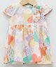 LC Waikiki Cap Sleeves Seamless Abstract Floral Printed Fit & Flare Dress - Multi Colour