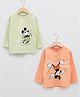 LC Waikiki Pack Of 2 Full Sleeves Disney's Mickey Mouse Featured Tees  - Pastel Green