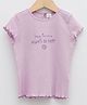 LC Waikiki Half Frill Sleeves Schiffli Design Text Printed Top - Lilac