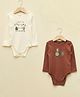 LC Waikiki Pack Of 2 Garden Theme Full Sleeves Bush Printed Onesies - Cream & Brown