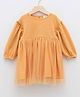 LC Waikiki Full Sleeves Smocked Detailed Pintuck Dress - Mustard Yellow