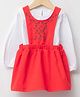 LC Waikiki Full Sleeves Solid Tee With Floral Embroidered Dress - Red