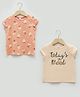 LC Waikiki Pack Of 2 Cap Sleeves Today's Mood Fruit Theme Cherry Strawberries Printed Tees - Pale Peach