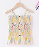 Ed-a-Mamma Cotton Sustainable Sleeveless Smocked Top Panel Print - Yellow
