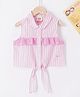 Ed-a-Mamma Cotton Sustainable Front Tie Up Schiffli Stripe Shirt - Pink