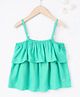 Ed-a-Mamma Cotton Sustainable Sleeveless Strappy Tiered Solid Top - Green
