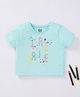 Ed-a-Mamma Cotton Sustainable Crop T-Shirt Text Print - Aqua
