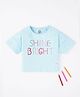 Ed-a-Mamma Cotton Sustainable Half Sleeves T-Shirt Text Print - Blue