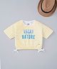 Ed-a-Mamma Sustainable Cotton Half Sleeves Vacacy Print & Striped T-Shirt - Yellow