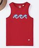 Ed-a-Mamma Sustainable Cotton Sleeveless Waves Printed T-Shirt - Red