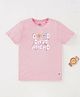 Ed-a-Mamma Sustainable Cotton Half Sleeves Text & Floral Printed T-Shirt - Pink