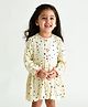 Campana Full Sleeve All Over Hearts Printed Swing Dress - Off White & Navy Blue
