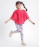 Babyhug 100% Cotton Woven Half Sleeves Top and Striped Legging Set Floral Print - Coral & White Melange