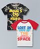 Plum Tree Pack of 2 Half Sleeves Camouflaged Text Printed Tees - White Green