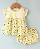 Bodycare Cotton Knit Short Sleeves Frock with Bloomer Fruits Print - Yellow