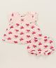Bodycare Cotton Half Sleeves Frock With Bloomer Watermelon Print- Peach