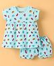 Bodycare Cotton Half Sleeves Frock With Bloomer Butterfly Print- Blue