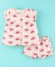Bodycare Cotton Half Sleeves Frock With Bloomer Watermelon Print- Peach