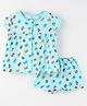 Bodycare Cotton Half Sleeves Frock With Bloomer Butterfly Print- Blue