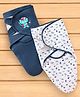 Babyhug 100% Cotton Swaddle Wrapper Sports Theme Pack of 2 - Navy Blue