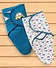 Babyhug 100% Cotton Swaddle Wrapper Car Theme Pack of 2 - Blue & White