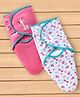 Babyhug 100% Cotton Swaddle Wrapper Giraffe Theme Pack of 2 - Pink & White
