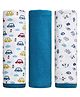 Babyhug Vehicle & Sports Print 100% Cotton Wrapper Pack of 3 - Navy Blue