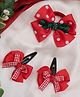 Ribbon Candy Set Of 4 Polka Dotted & Checked Bow Hair Clips And Rubber Bands - Red