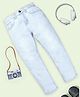 Kiddopanti Solid Button Down 5 Pocket Denim Pant - Ice Blue