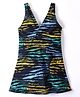 Lobster Sleeveless Frock Swimsuit Abstract Print - Black