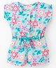 Wow Clothes Cotton Half Sleeves Jumpsuits Floral Printed - Sea Green