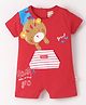 Wow Clothes Cotton Half Sleeves Romper Tiger Print- Red