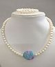 Tiny Closet Flat Bead Necklace & Bracelet Set - Blue