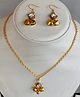 Tiny Closet Ghungroo & stone Necklace With Earring Set - Gold