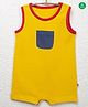 Nino Bambino 100% Cotton Sleeveless Pocket Detail Solid Romper - Yellow